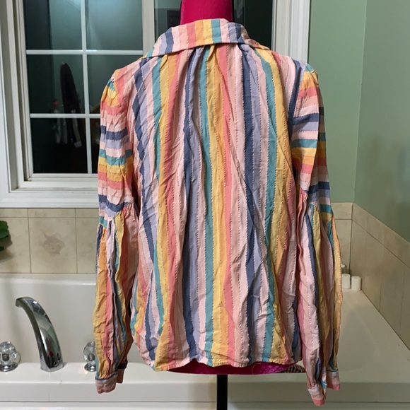 Amadi Anthropologie Rainbow Peasant Blouse Size Large Amadi-Anthro - Picture 7 of 10